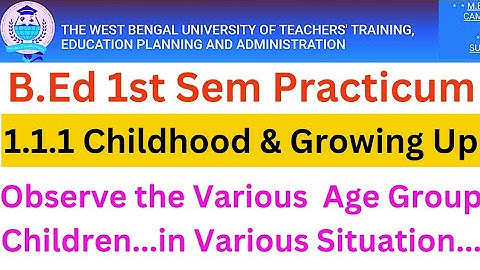 Course 1.1.1 Practicum Observe the Various Age Group Children. Observe Various Age Group Children