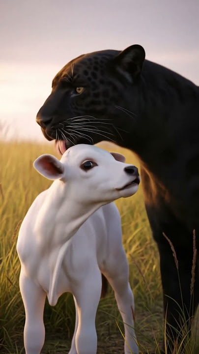 Unexpected Friendship in the Wild – Black Panther & White Calf | शॉर्ट इमोशनल वीडियो