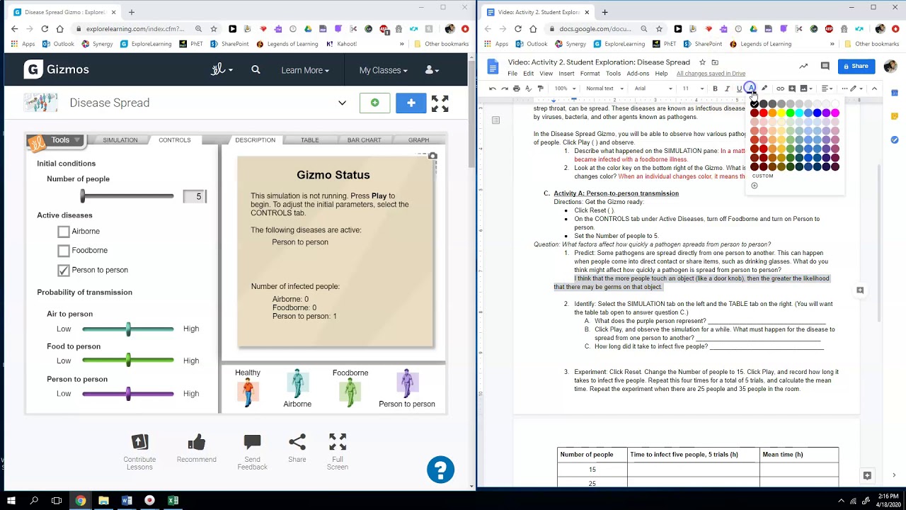 Activity 2: Student Exploration: Disease Spread Part 1 - YouTube