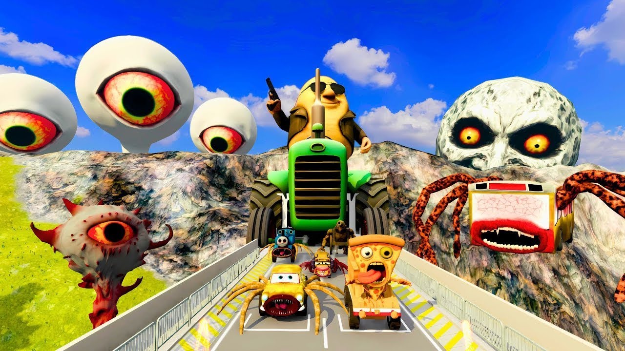 ALL MONSTERS Big & Small Cars with BULBITTO TRAKTORITO EATER & BUS EATER & CAR EATER  BeamNG Drive