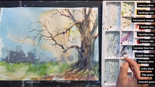 Watercolor landscape painting tutorial video/watercolor landscape painting by- Rintu Gogoi
