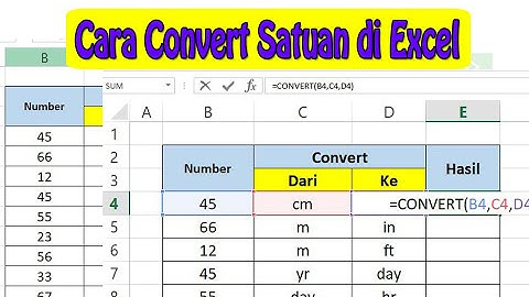 Cara Convert Satuan di Excel