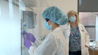 A look inside the UConn School of Pharmacy's compounding lab in fall 2020.