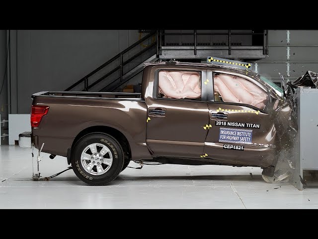 2018 Nissan Titan crew cab passenger-side small overlap IIHS crash