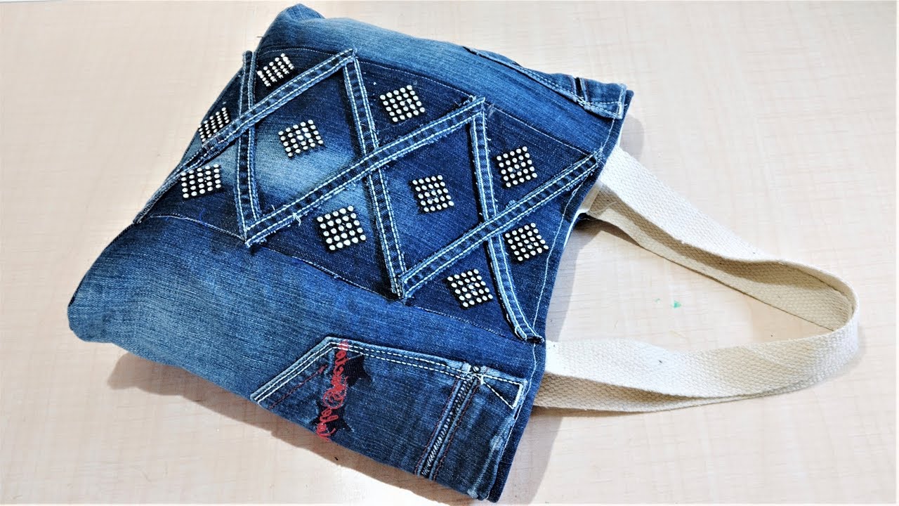 How To Make Hand Bag / Tote Bag From Old Jeans DIY Easy Jeans Bag