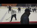 Seattle Kraken. Vince Dunn and Haydn Fleury practicing the puck