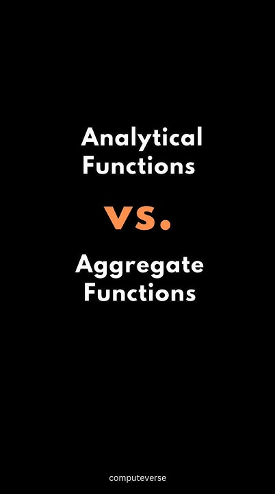 SQL Analytical Functions vs. Aggregate Functions Comparison ️ - YouTube