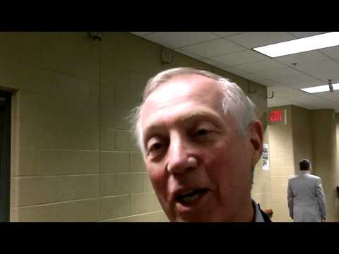 Boston College coach Jerry York on 2011 Hockey Humanitarian Award winner Brooks Dyroff