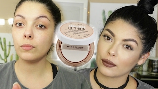 NEW MAYBELLINE NEW YORK DREAM CUSHION FOUNDATION REVIEW FIRST IMPRESSION TUTORIAL | OILY SKIN