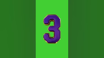 3D Numbers Purple with Golden Edges Nine to One Countdown with Voice Over | GREEN SCREEN