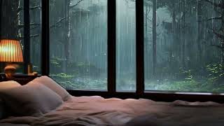 Cozy Bedroom With Night View During Heavy Rain | Rain Sound, Rain On The Window