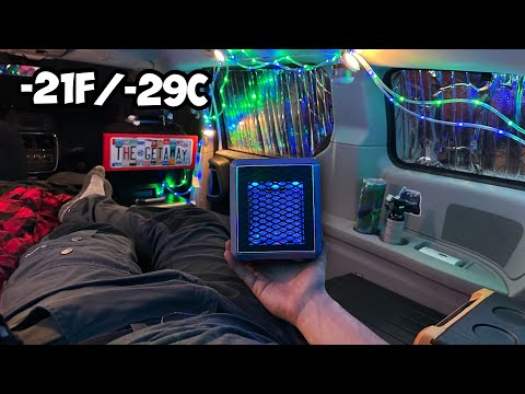Car Camping in -21 degrees with Small Heater ? Extreme Cold Winter Van Camping