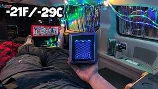 Car Camping in -21 degrees with Small Heater 🥶 Extreme Cold Winter Van Camping / Van Life