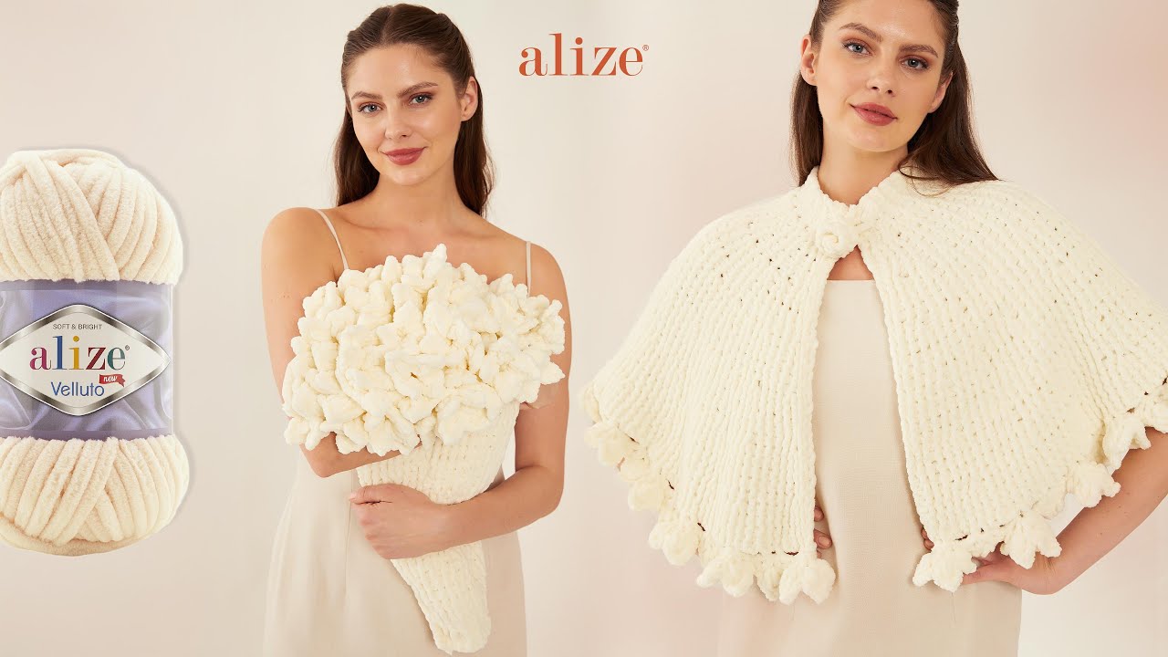 Букет-шаль для особых дней с Alize Velluto