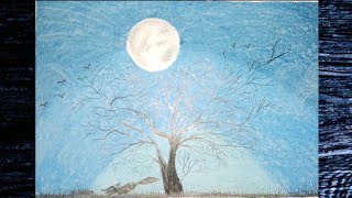 easy beginners night painting oil moonlight pastel