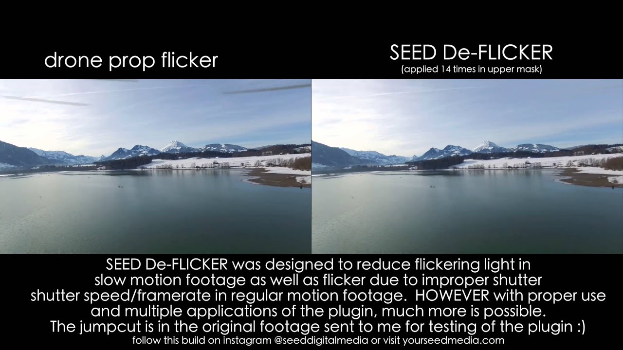 Reduce or eliminate drone prop flicker with SEED De-FLICKER plugin