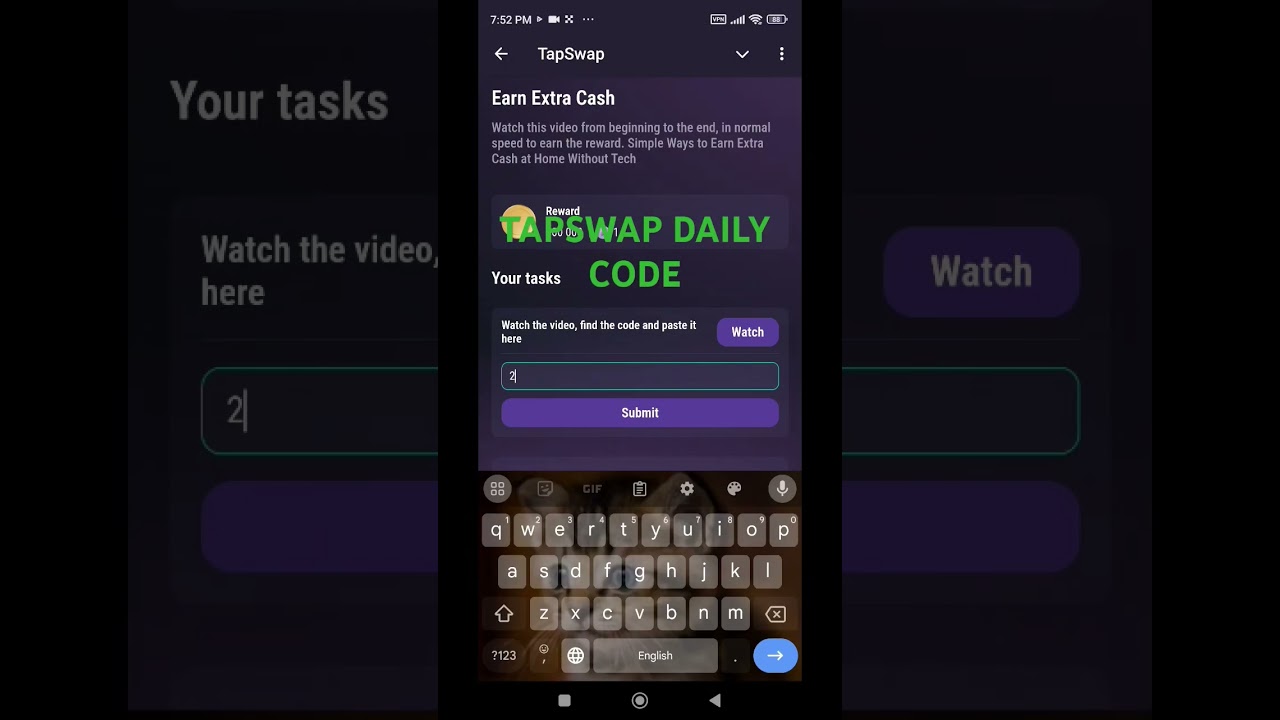 🔥 TAPSWAP CODE | EARN EXTRA CACH | TAPSWAP AIRDROP | TAPSWAP DAILY CODES FOR EARNING 😱😱