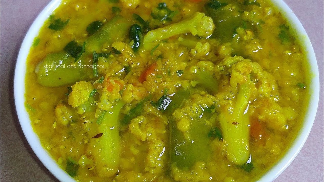 ফুলকপি দিয়ে মুগ ডালের এই রান্না খেলে মুখে লেগে থাকবে- Fulkopi Diye Masoor Dal Recipe/dal fulkopi