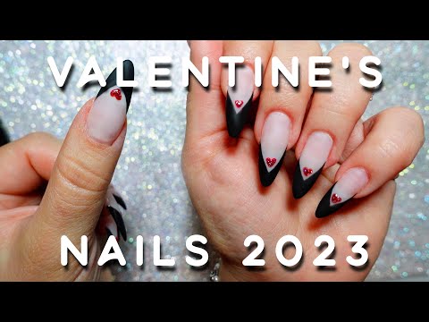 EASY VALENTINES NAILART 2023 ❤️ [ MATTE BLACK FRENCH NAILS 2023] | NAILIST