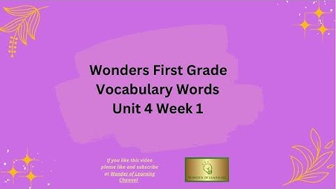 Wonders First Grade Vocabulary Words Unit 4 Week 1
