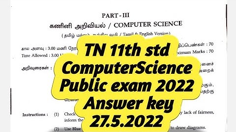 TN 11th std|computer science|public exam 2022|answer key @hightech1984