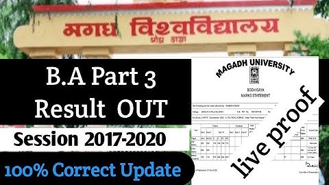 Magadh University B.A Part 3rd Result OUT 2017-2020