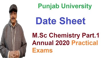 M.Sc Chemistry Part.1 Practical Exams Date Sheet Annual 2020 Punjab University