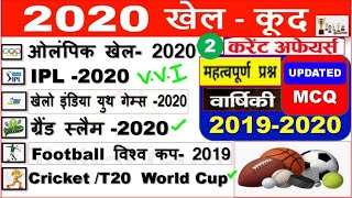 Sports Current Affairs /News 2020 | खेल/ Sports gk 2020 Hindi | khel Current affairs 2020 |RRB 2020