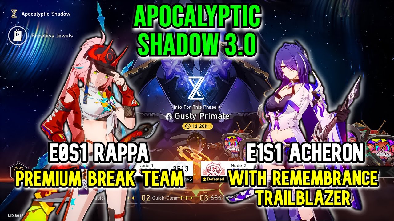 HSR E0S1 Rappa Break Team & E1S1 Acheron X Remembrance | Apocalyptic ...