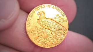 Indian Gold $2.5 2 1/2 Dollar Coins Liberty Head Half Eagle 1914 Collection United States of America
