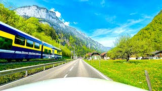 Breathtaking Drive from Grindelwald to Lauterbrunnen 🇨🇭 Switzerland 4K