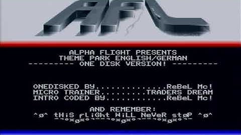 Alpha Flight - Cracktro for Theme Park (Amiga 1994)