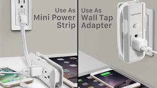 FosPower (6 Feet) High Quality 3.5mm Stereo Jack to Jack Audio Cable – 24K Gold Plated for Smartphones MP3 Tablets 3-Outlet Mini Power Strip - FosPower