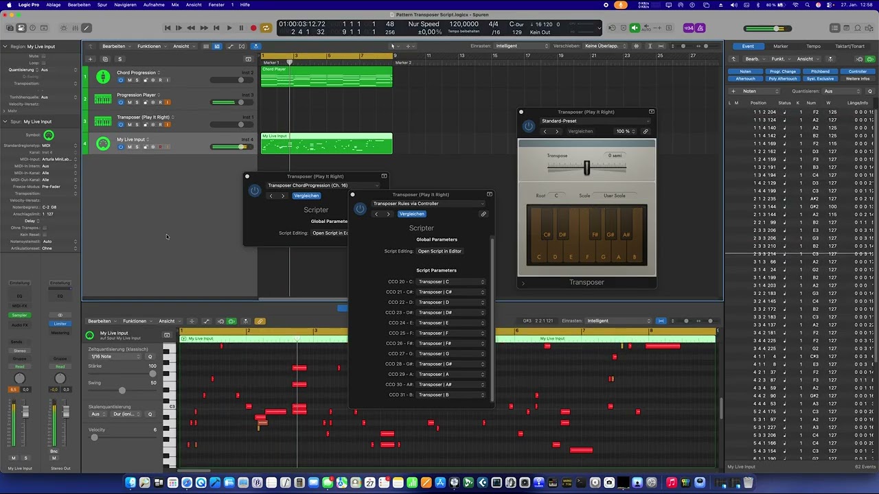 PlayRight! - A Chord Progression Transposer  Script for Logic Pro