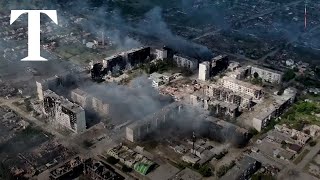 Drone footage reveals battered Ukrainian town near Russian border