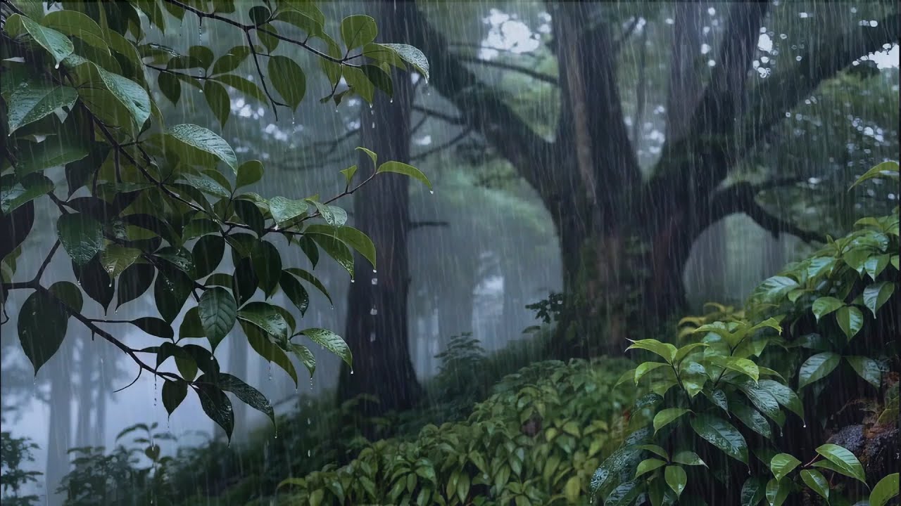 Глубокий сон как у младенца под успокаивающий дождь на лесных листьях