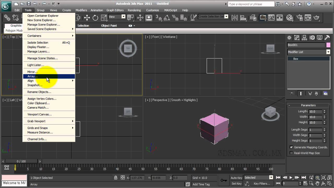 3DS MAX Tutorial - Cubos con Array - YouTube