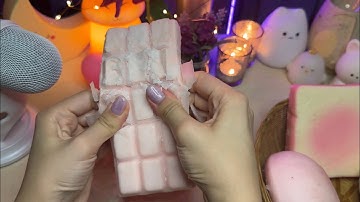ASMR Satisfying Wax Covered Pink Squishy Triggers (Tapping/ Scratching/ Cracking - No Talking) 