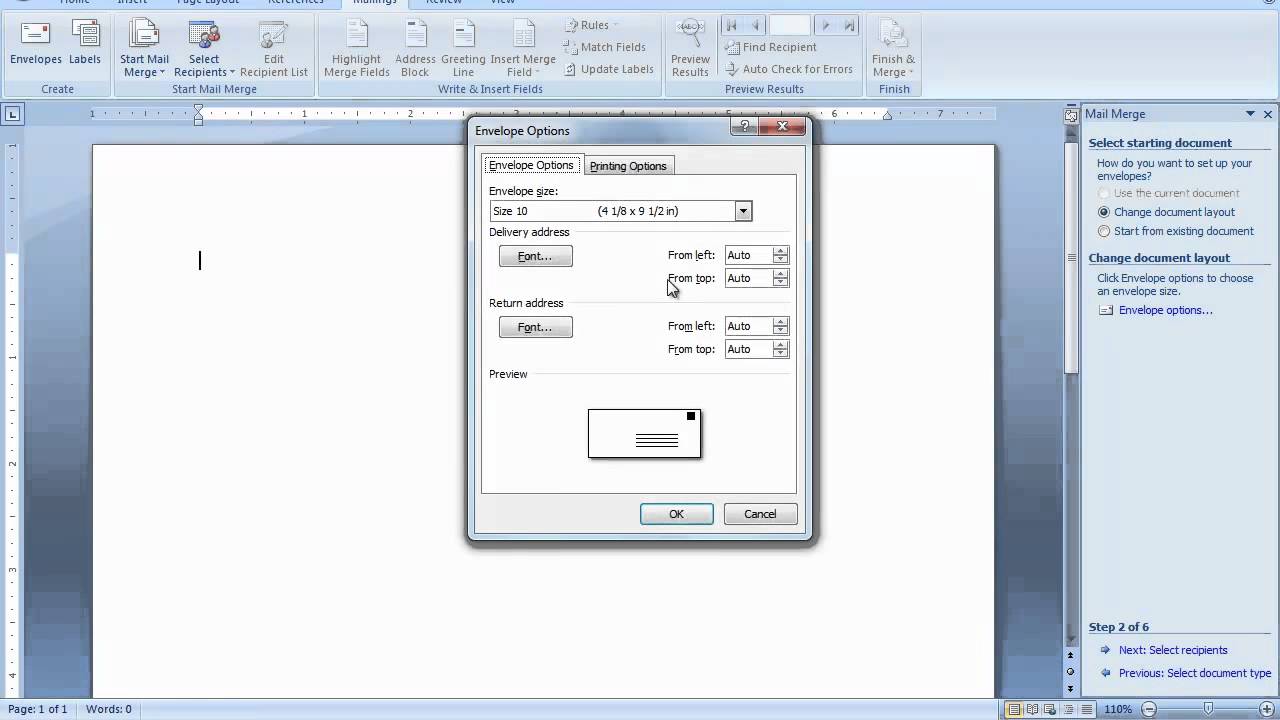 how to print an envelope in word 2013