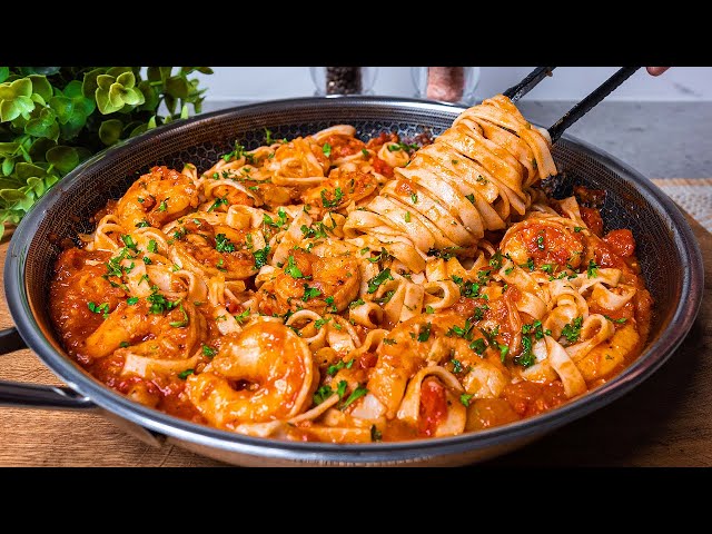 I have never eaten so delicious! Pasta with shrimp! Fast, easy and incredibly delicious! class=