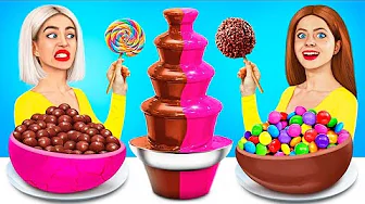 Tantangan Air Mancur Saus Coklat | Tantangan Lucu Permen dengan Kue Coklat oleh RATATA