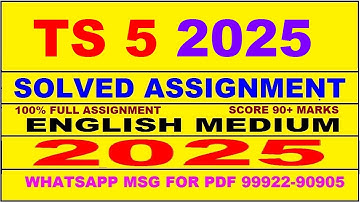 ts 5 solved assignment 2025 || ts 5 solved assignment 2025 in English || ignou ts5