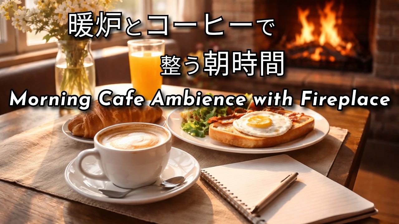 【カフェBGM】Morning Cafe Ambience with Fireplace ☕ 暖炉とコーヒーで整うモーニングBGM｜朝活・作業・リラックス用