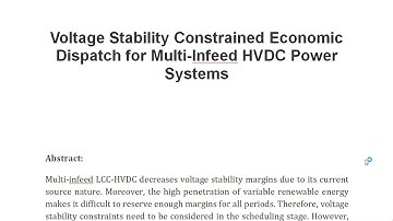 Voltage Stability Constrained Economic Dispatch for Multi Infeed HVDC Power Systems