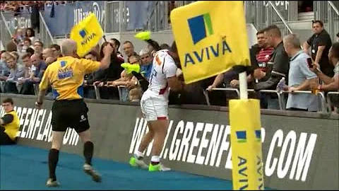 Johnny Leota sends Chris Ashton over the advertisi...