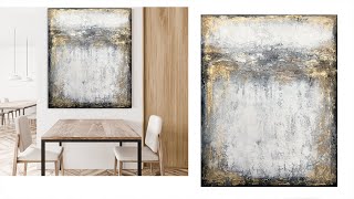 Painting using rubber roller, Modern abstract art, Gold metallic, Acrylic texture painting,