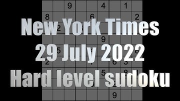 Sudoku solution – New York Times sudoku 29 July 2022 Hard level