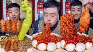 Mukbang food | Eating Spicy Noodle sauce, Egg Buckwheat Noodles, Chili