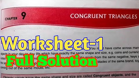 ||Congruent Triangles Worksheet-1||DAV Class 7 Maths Chapter-9 WS-1 Solution||Study With Deep||