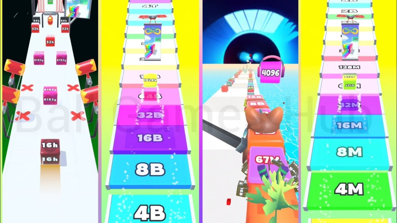 #1. Race | Who Win?? | Jelly Run 2048 vs Jelly Tube Run 2048 | 16B - 8B - 4B - 1B Showdown